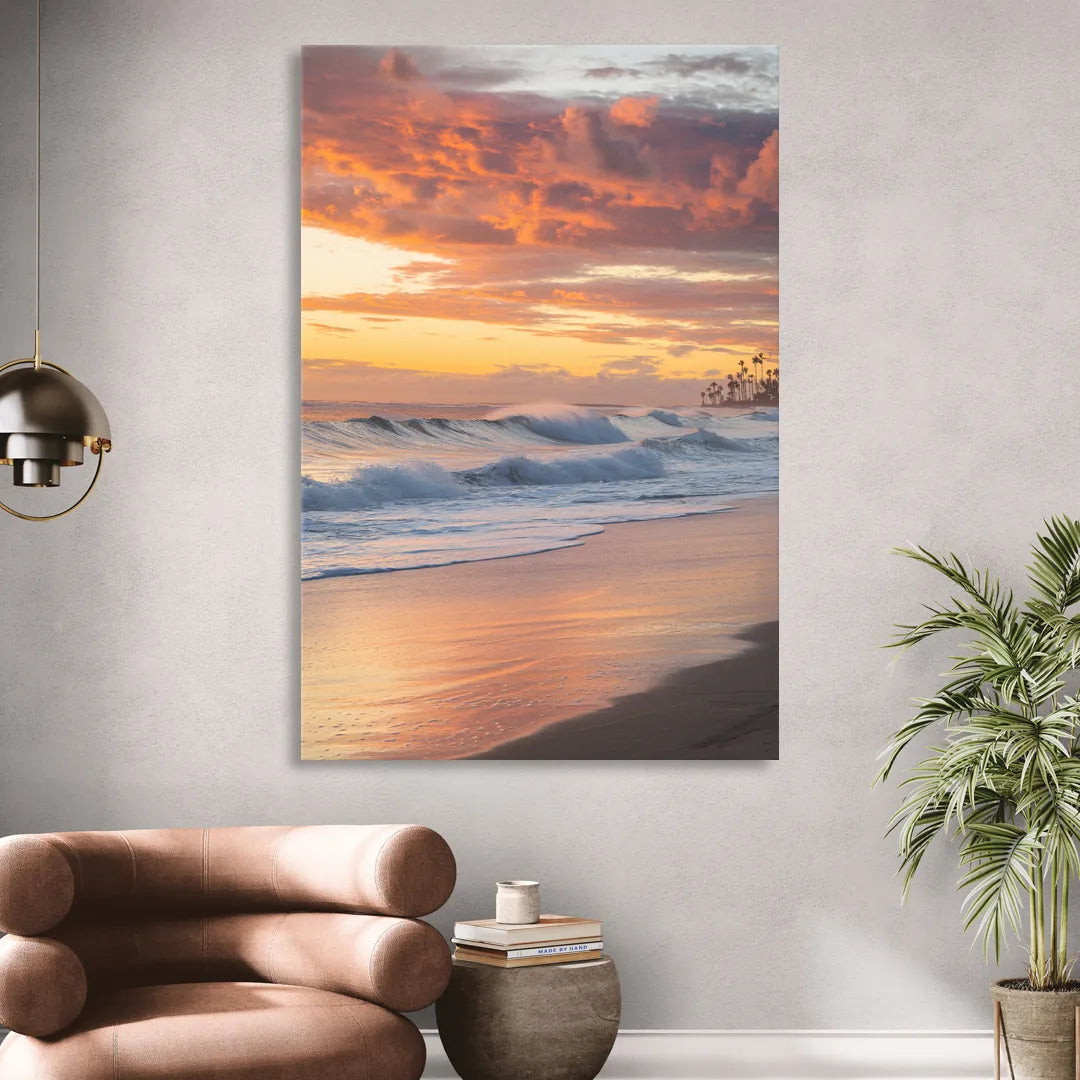 Huntington Beach Golden Hour Sitting Room - Canvas Wall Art