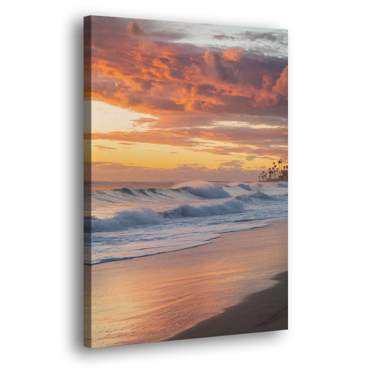 Huntington Beach Golden Hour Side - Canvas Wall Art