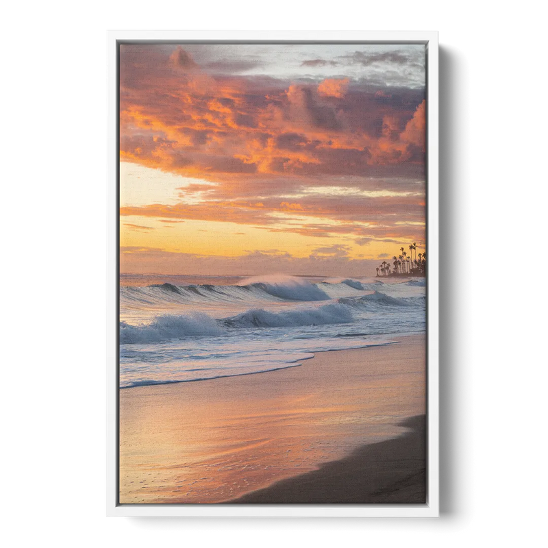Huntington Beach Golden Hour Front - White Canvas Wall Art