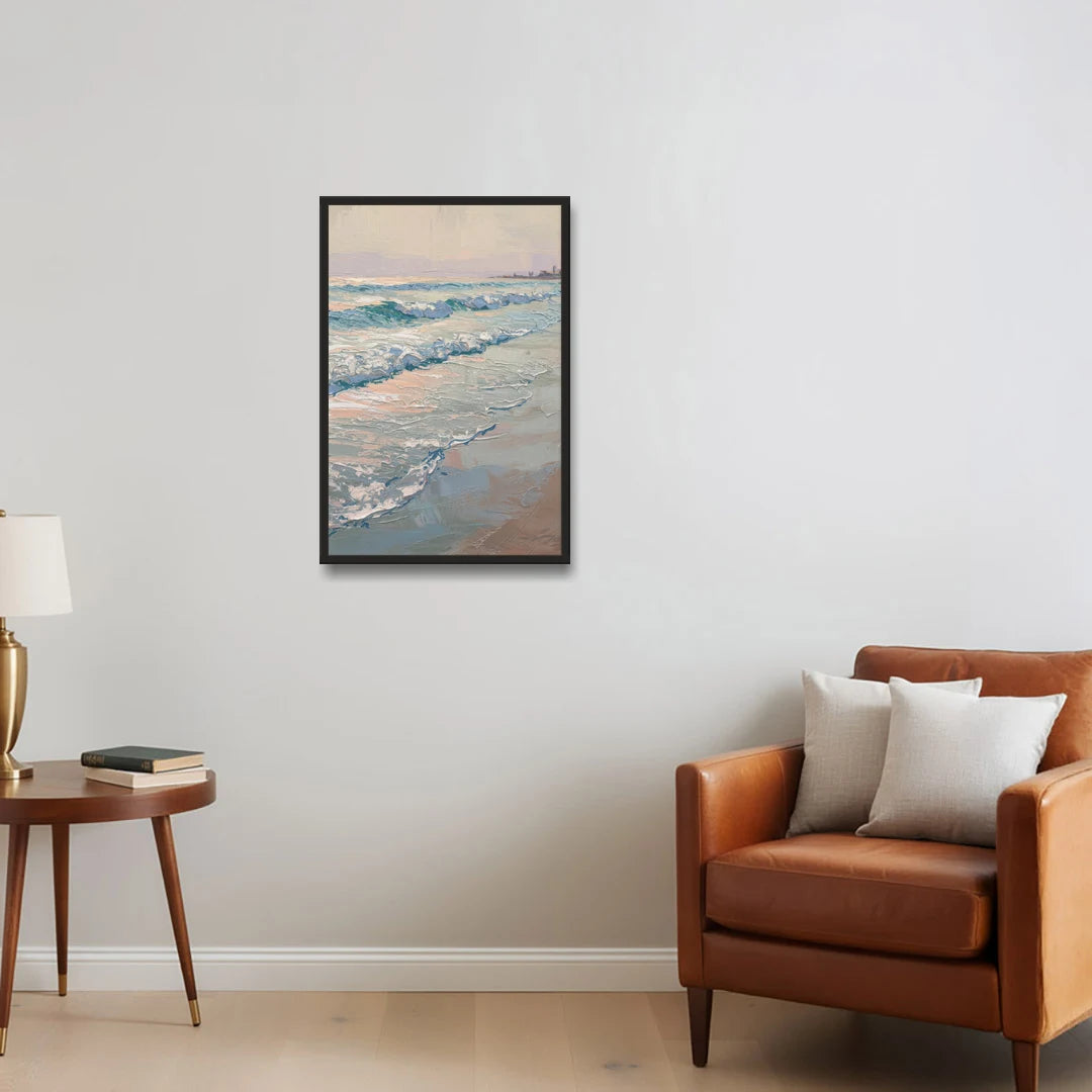Huntington Beach Ocean Waves - Black Framed Canvas Wall Art - Sofa - 20x30