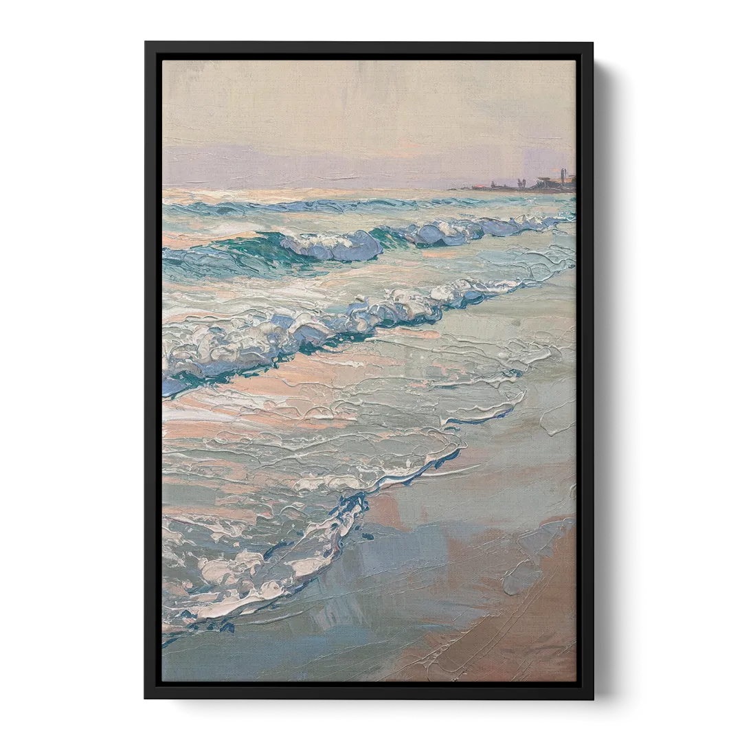 Huntington Beach Ocean Waves Front - Black Canvas Wall Art