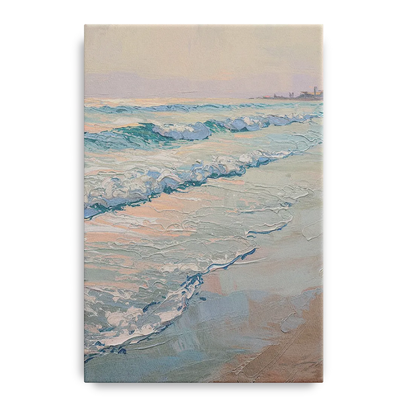 Huntington Beach Ocean Waves Front - Canvas Wall Art