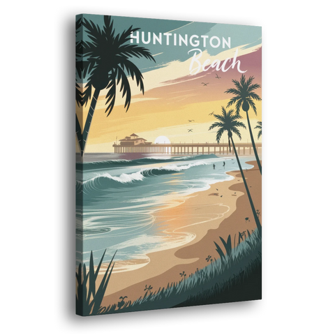 Huntington Beach Pacific Coast - Canvas Wall Art - Side