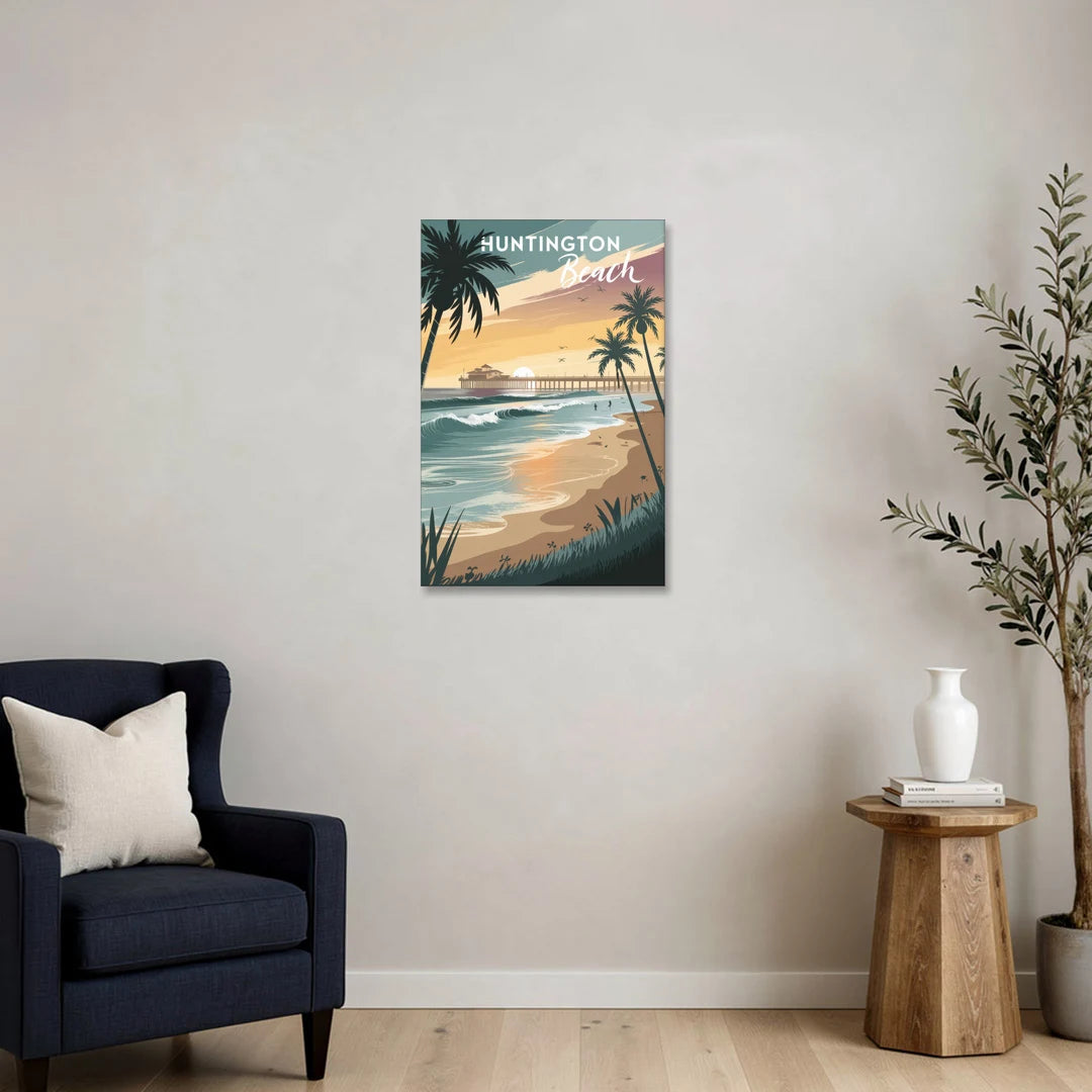 Huntington Beach Pacific Coast - Canvas Wall Art - Sofa - 20x30