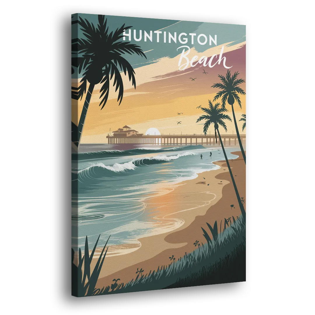 Huntington Beach Pacific Coast Side - Canvas Wall Art