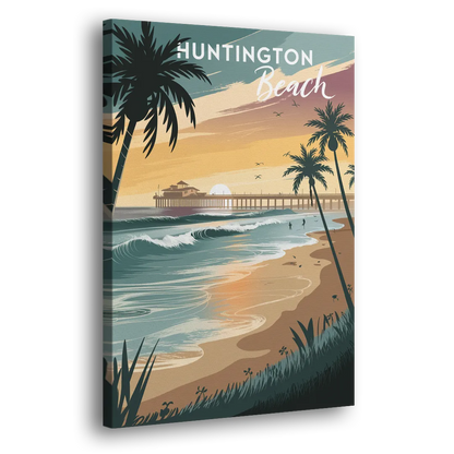 Huntington Beach Pacific Coast Side - Canvas Wall Art