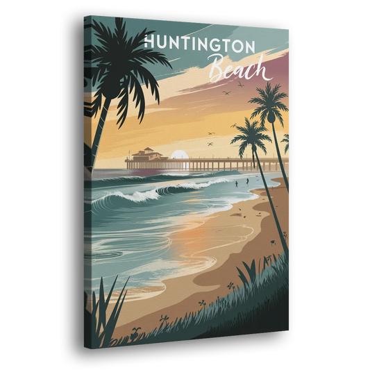 Huntington Beach Pacific Coast Side - Canvas Wall Art