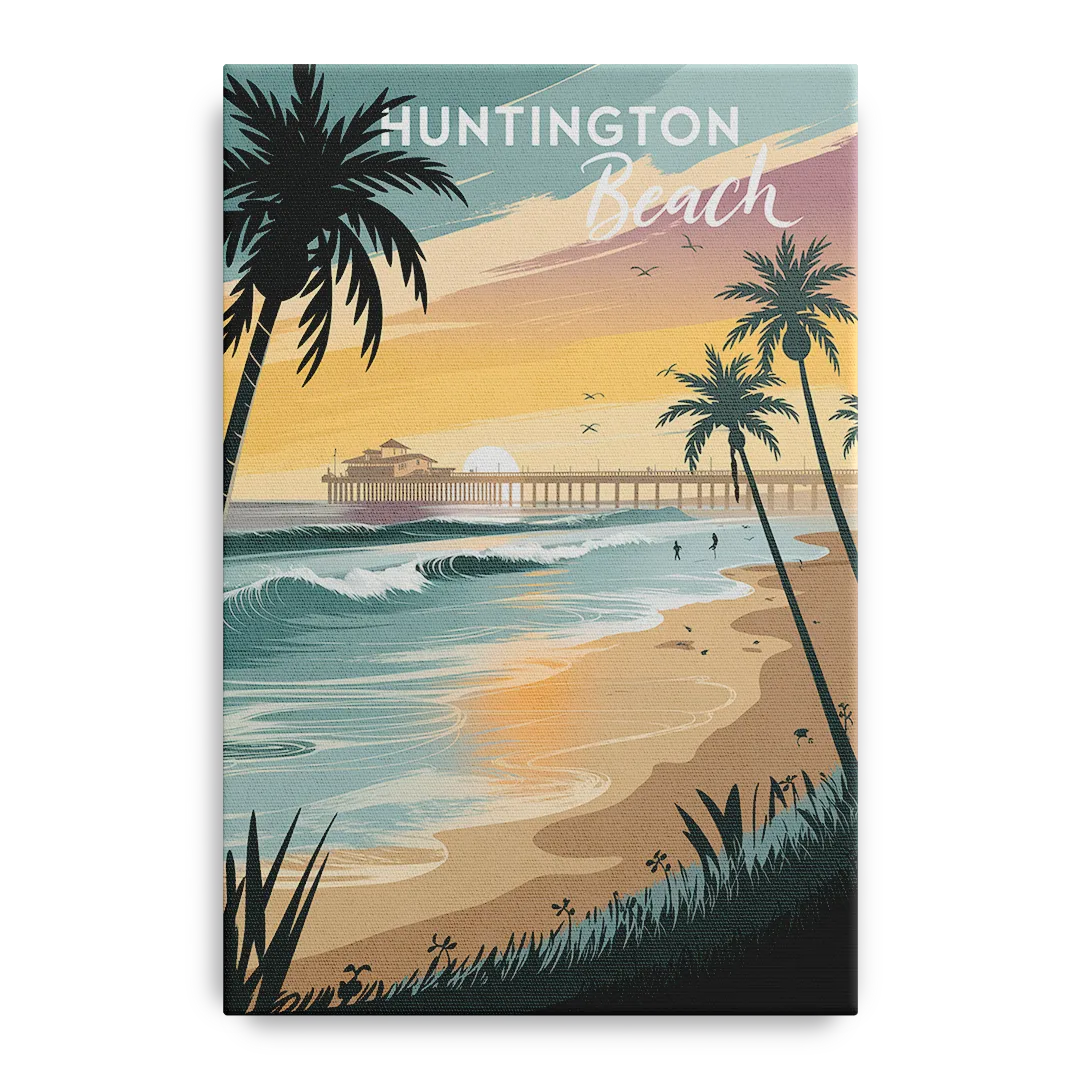 Huntington Beach Pacific Coast Front - Canvas Wall Art