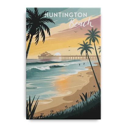 Huntington Beach Pacific Coast Front - Canvas Wall Art