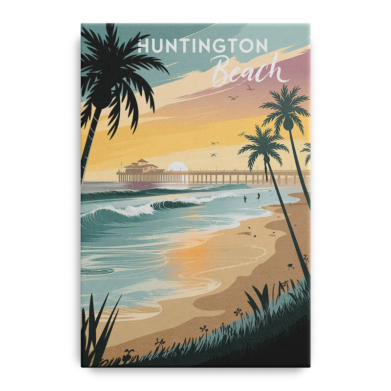 Huntington Beach Pacific Coast Front - Canvas Wall Art