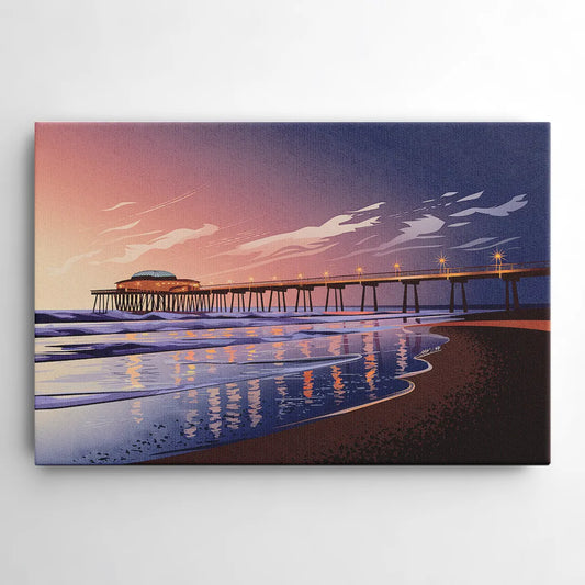 Huntington Beach Pier At Twilight - Canvas Wall Art