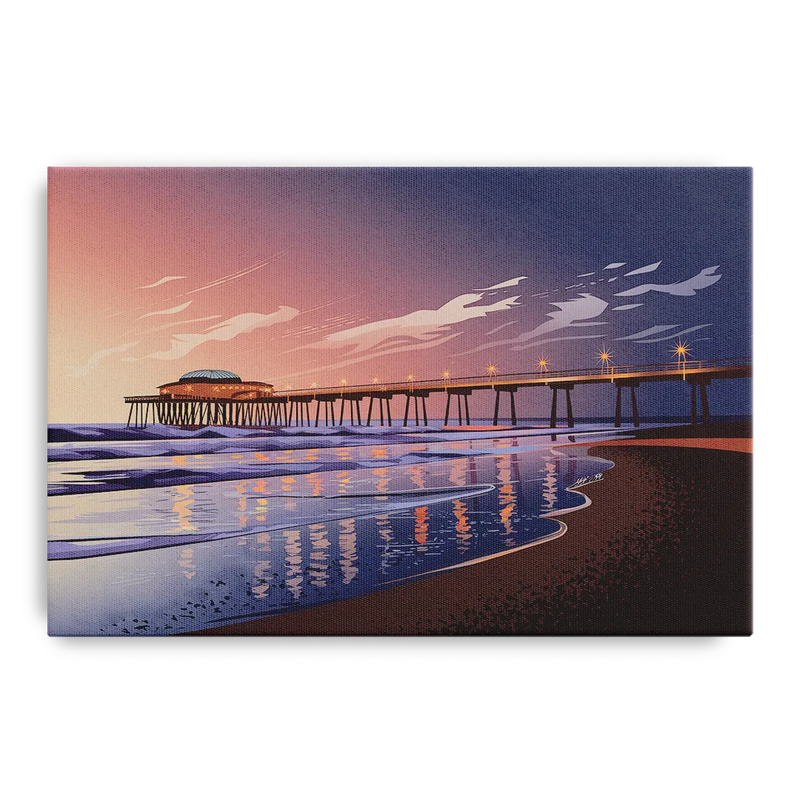 Huntington Beach Pier At Twilight Front - Canvas Wall Art