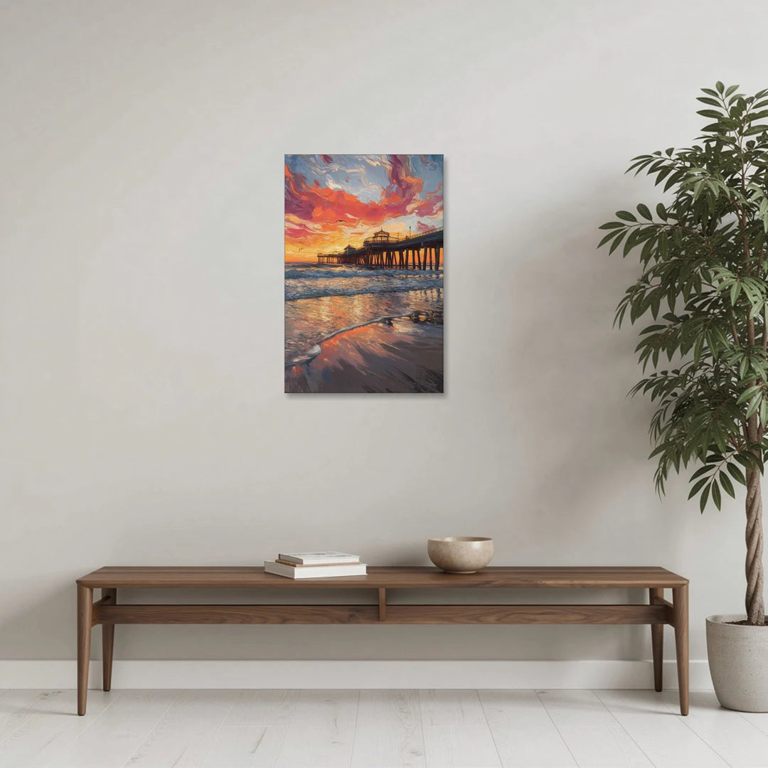 Huntington Beach Pier Sunset - Canvas Wall Art - Coffee Table - 20x30