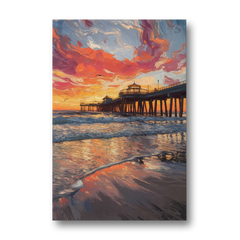 Huntington Beach Pier Sunset - Canvas Wall Art - Front