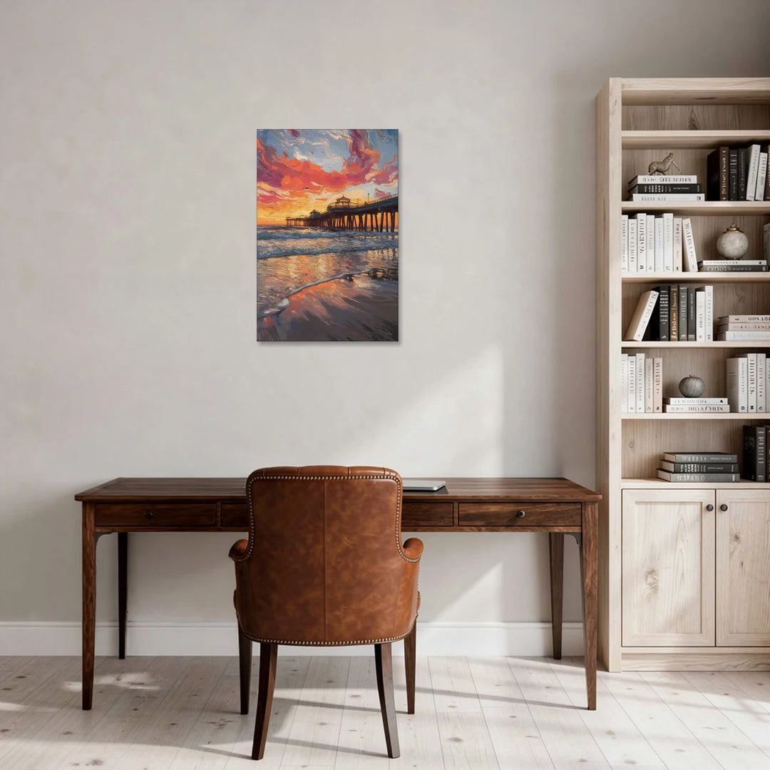 Huntington Beach Pier Sunset - Canvas Wall Art - Office - 20x30