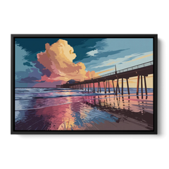Huntington Beach Sunrise Views - Black Framed Canvas Wall Art - Front