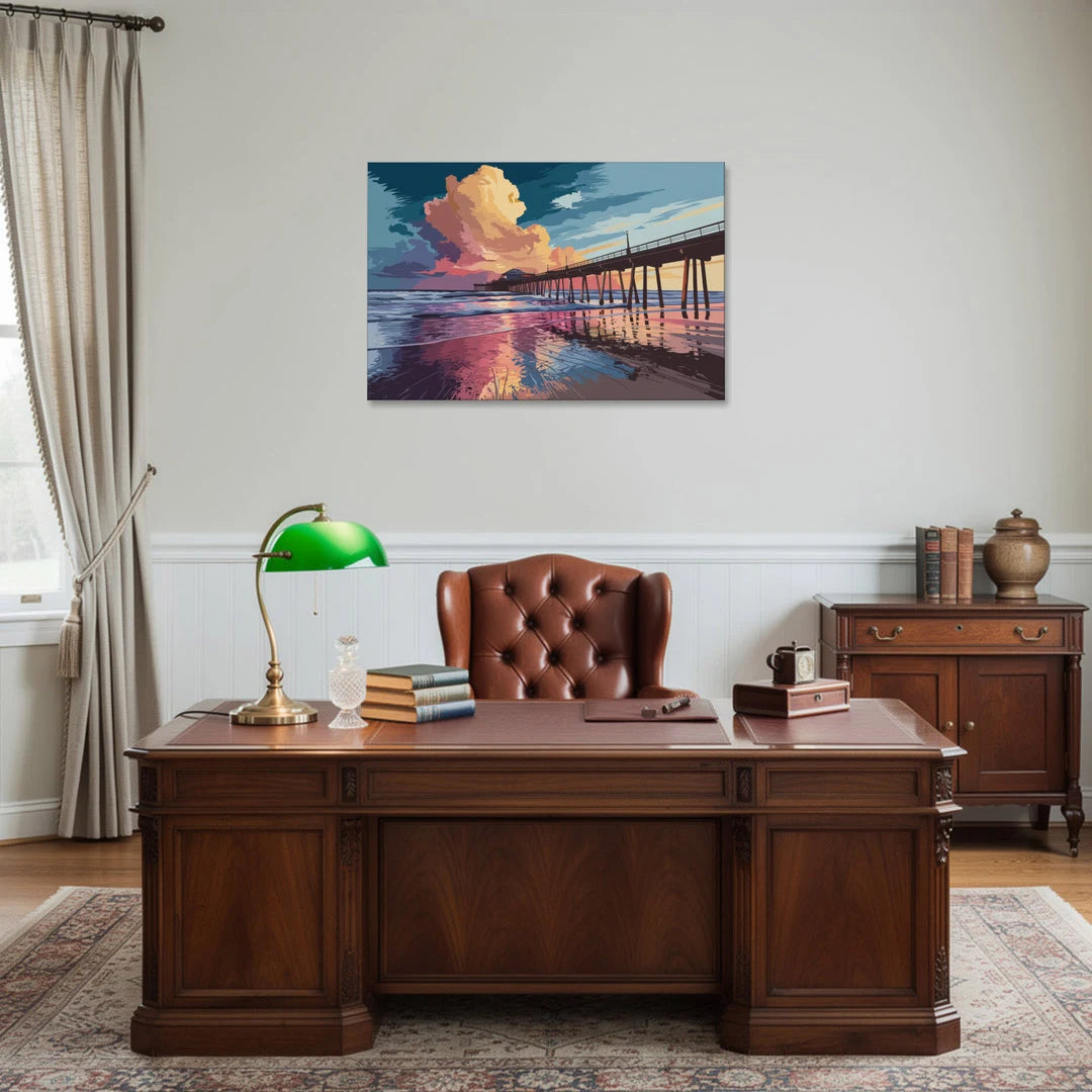 Huntington Beach Sunrise Views - Canvas Wall Art - Office - 36x24