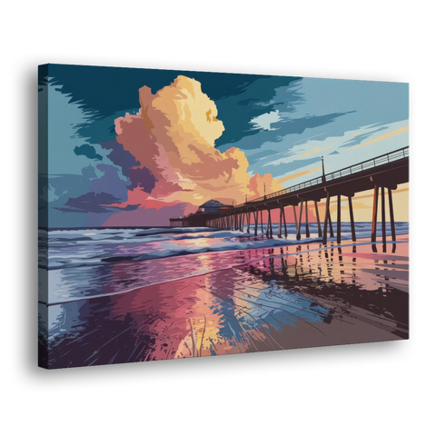 Huntington Beach Sunrise Views - Canvas Wall Art - Side