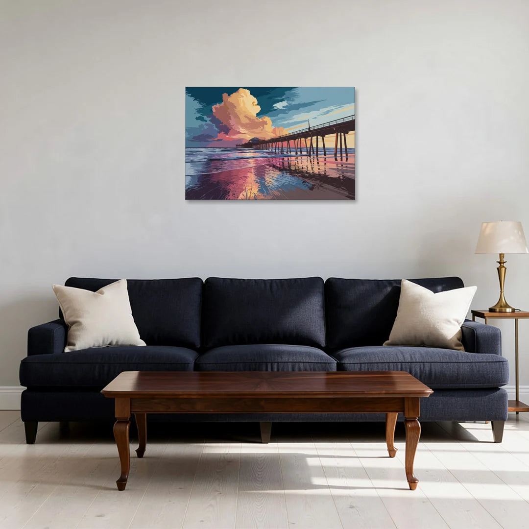 Huntington Beach Sunrise Views - Canvas Wall Art - Sofa - 30x20