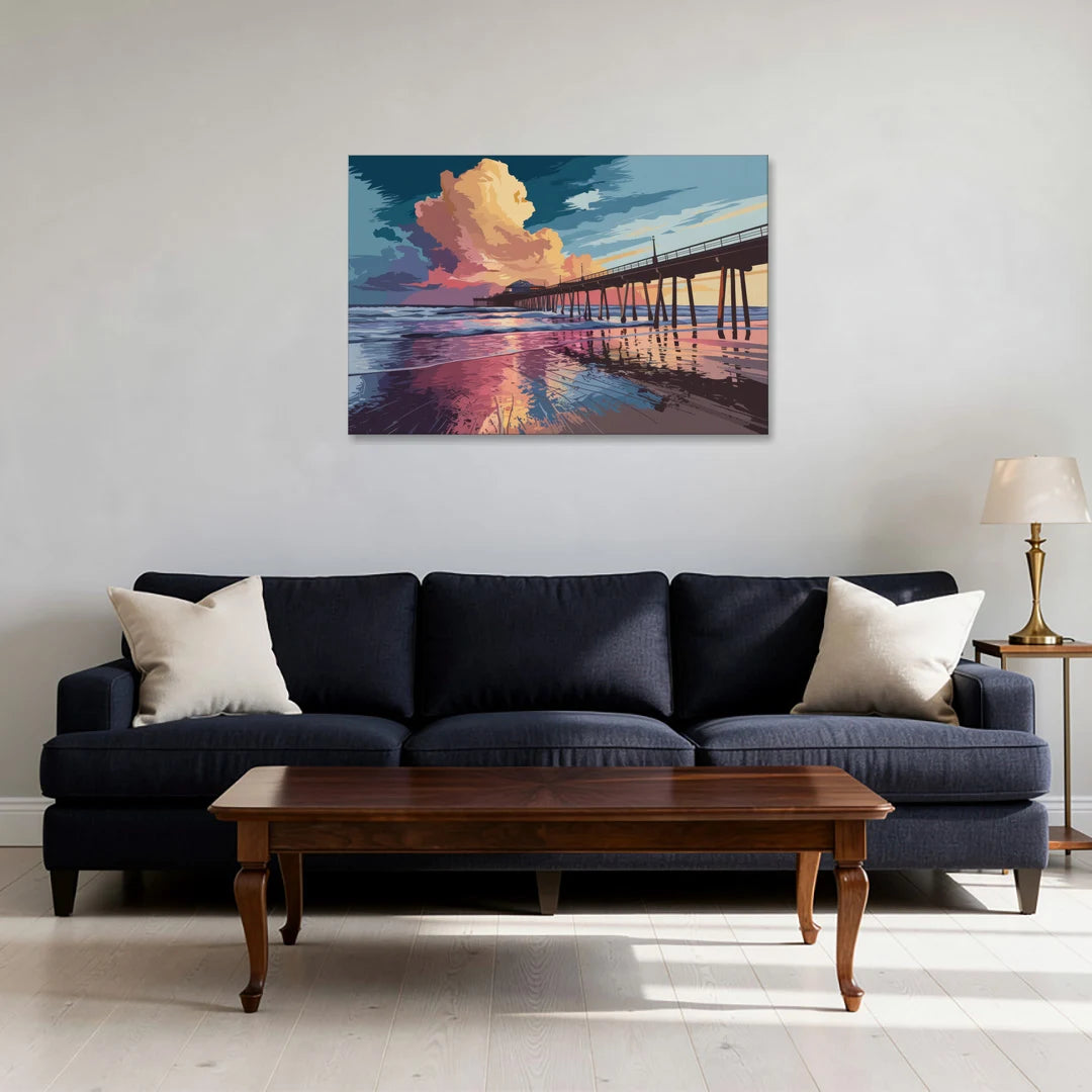 Huntington Beach Sunrise Views - Canvas Wall Art - Sofa - 36x24