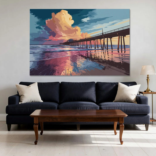 Huntington Beach Sunrise Views - Canvas Wall Art - Sofa - 60x40