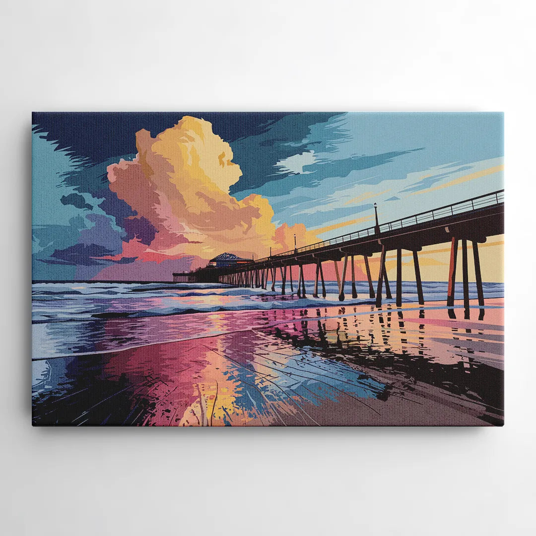 Huntington Beach Sunrise Views - Canvas Wall Art