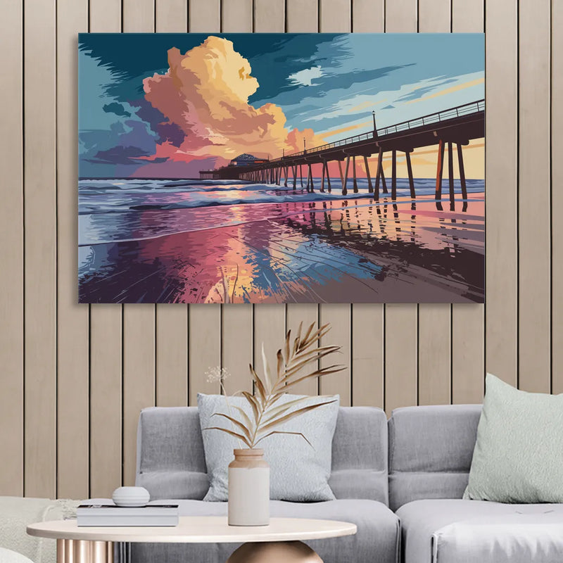 Huntington Beach Sunrise Views Sitting Room - Canvas Wall Art