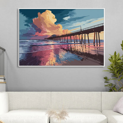 Huntington Beach Sunrise Views Sitting Room - White Canvas Wall Art