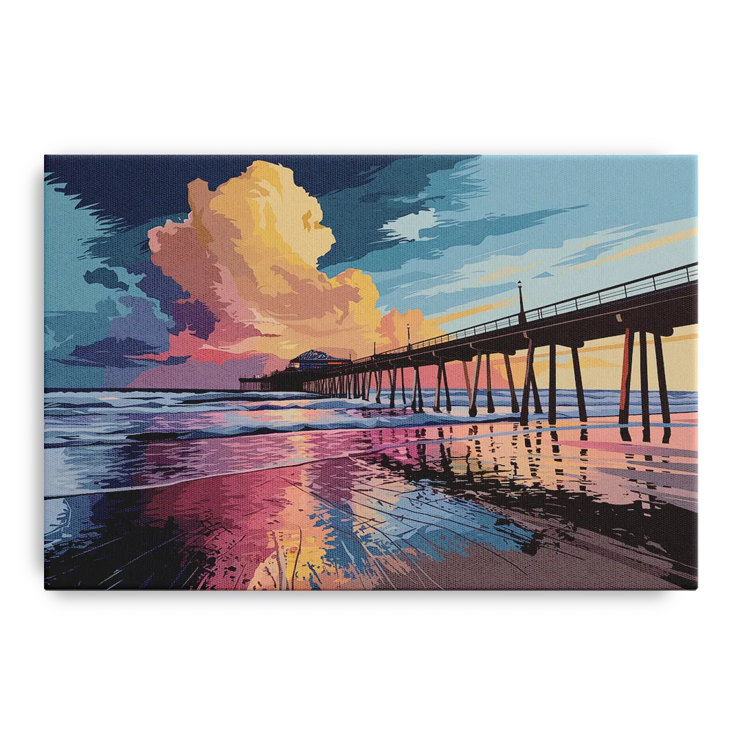 Huntington Beach Sunrise Views Front - Canvas Wall Art