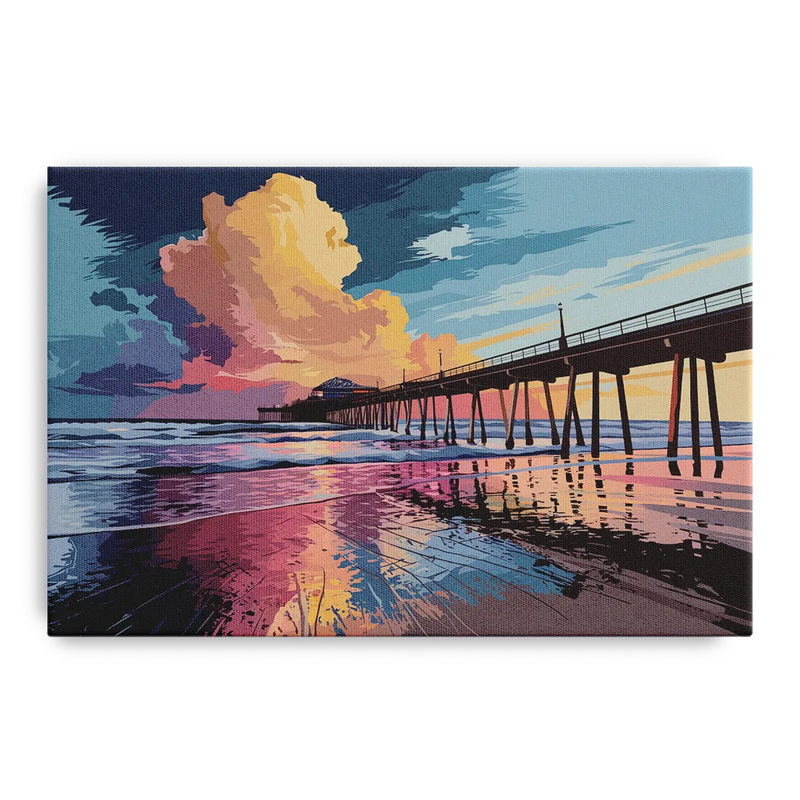 Huntington Beach Sunrise Views Front - Canvas Wall Art