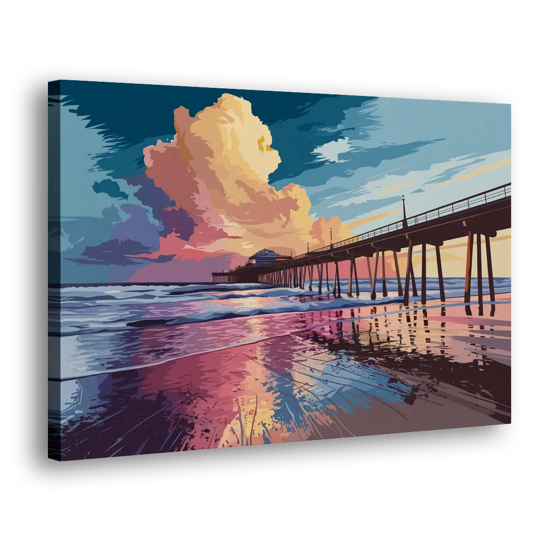 Huntington Beach Sunrise Views Side - Canvas Wall Art