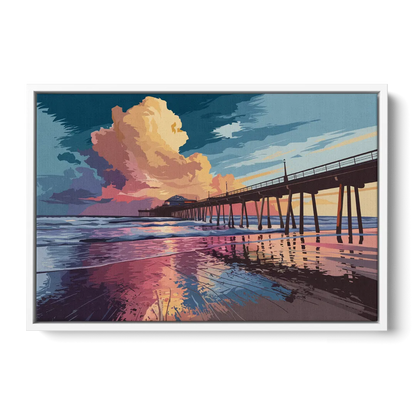 Huntington Beach Sunrise Views Front - White Canvas Wall Art