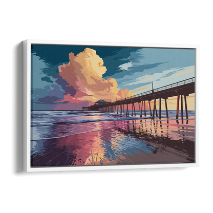 Huntington Beach Sunrise Views Side - White Canvas Wall Art