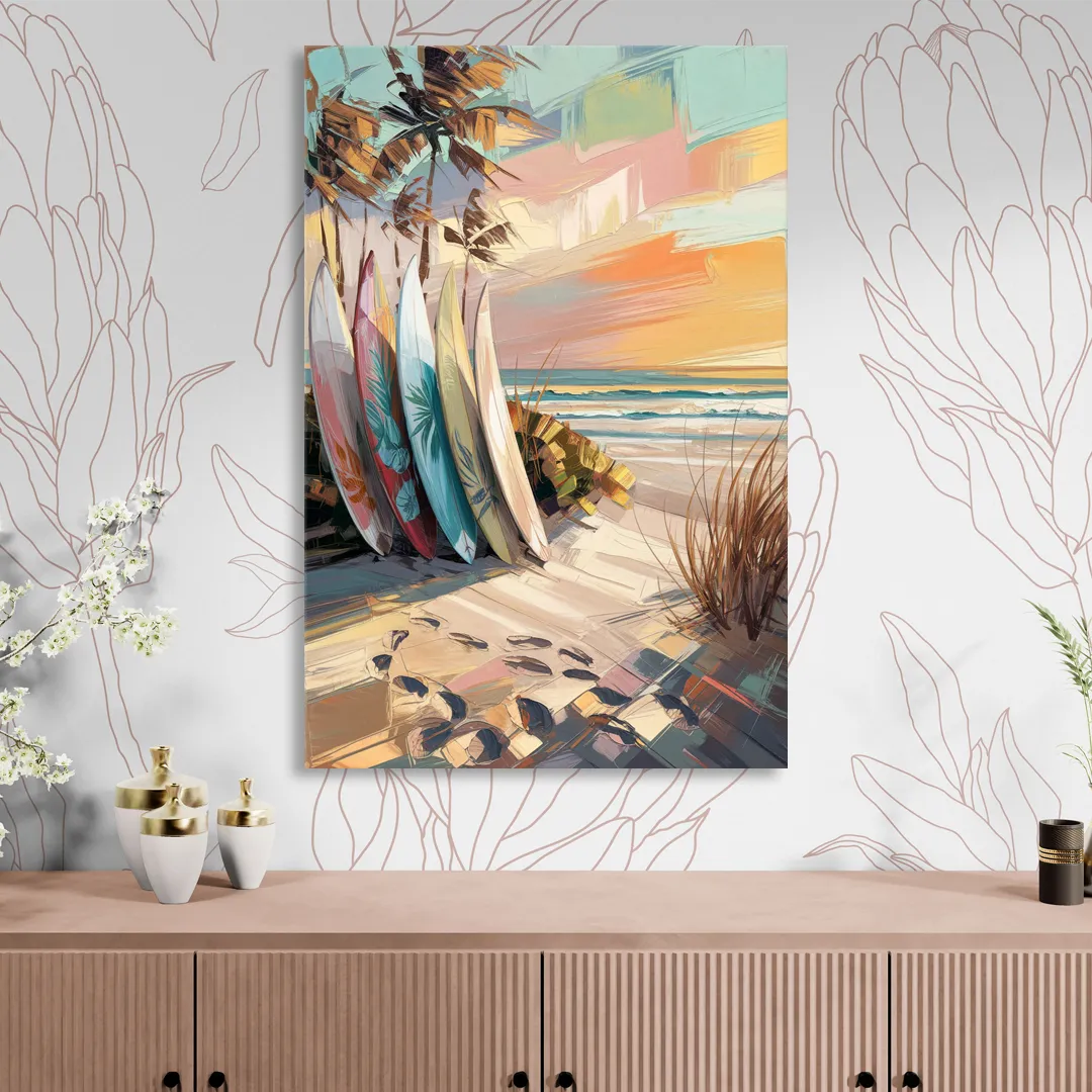 Huntington Beach Surfboards Sitting Room - Canvas Wall Art