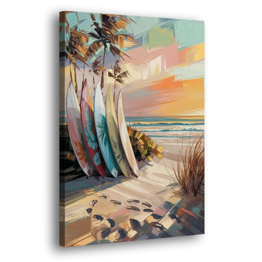 Huntington Beach Surfboards Side - Canvas Wall Art