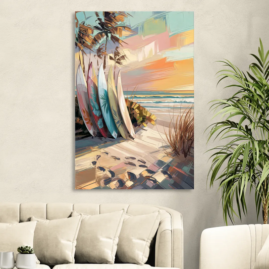 Huntington Beach Surfboards Living Room - Canvas Wall Art