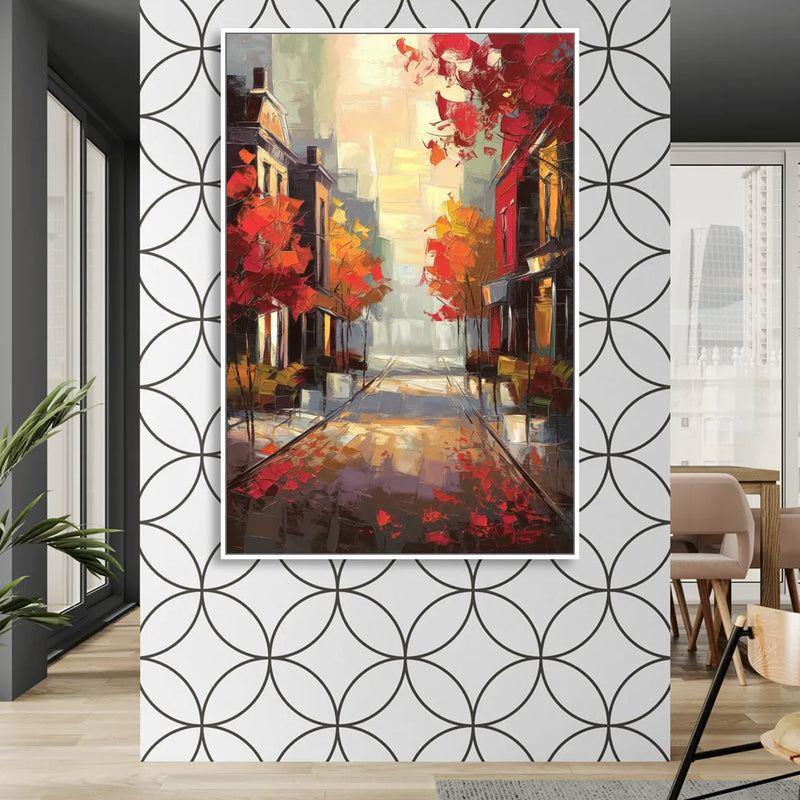 Huntsville Autumn Foliage Charm Sitting Room - White Canvas Wall Art