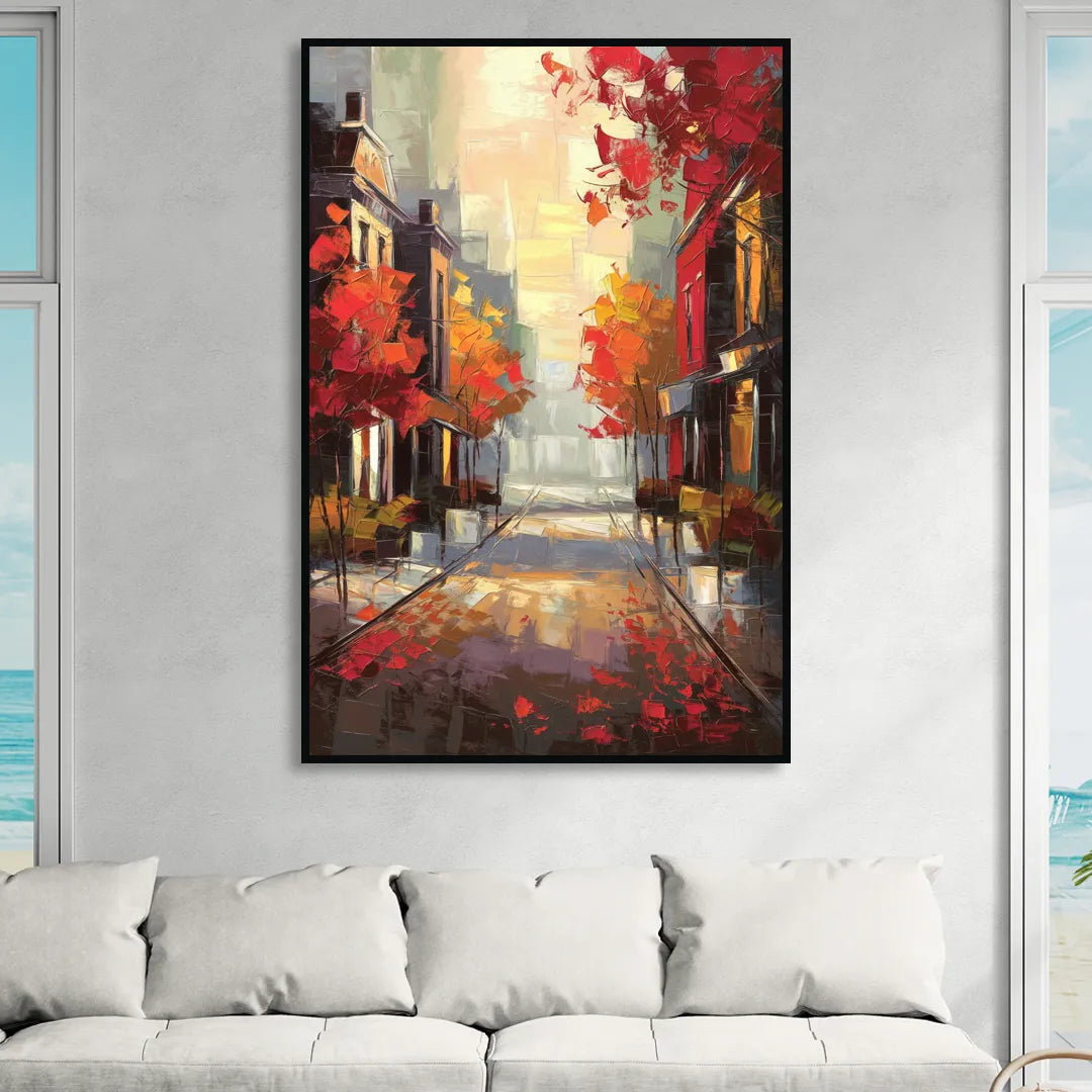 Huntsville Autumn Foliage Charm Sitting Room - Black Canvas Wall Art