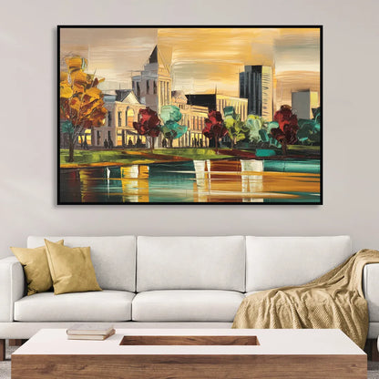 Huntsville Historic Downtown Living Room - Black Canvas Wall Art