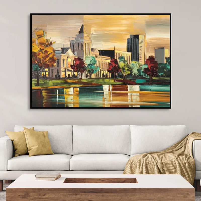 Huntsville Historic Downtown Living Room - Black Canvas Wall Art
