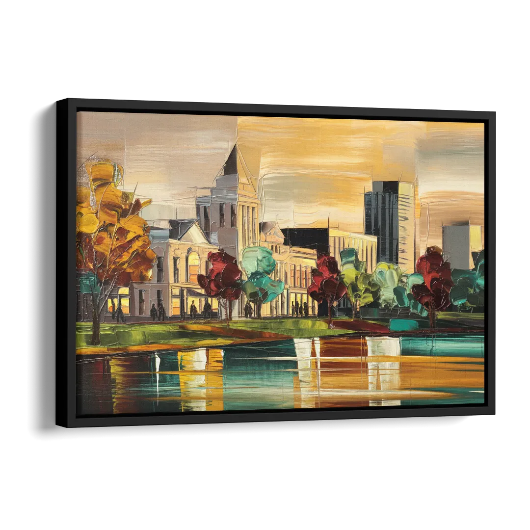 Huntsville Historic Downtown Side - Black Canvas Wall Art