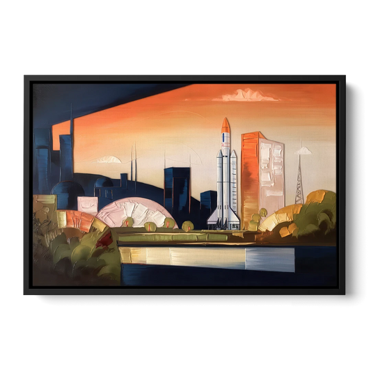 Huntsville Modern Cityscape - Black Framed Canvas Wall Art - Front
