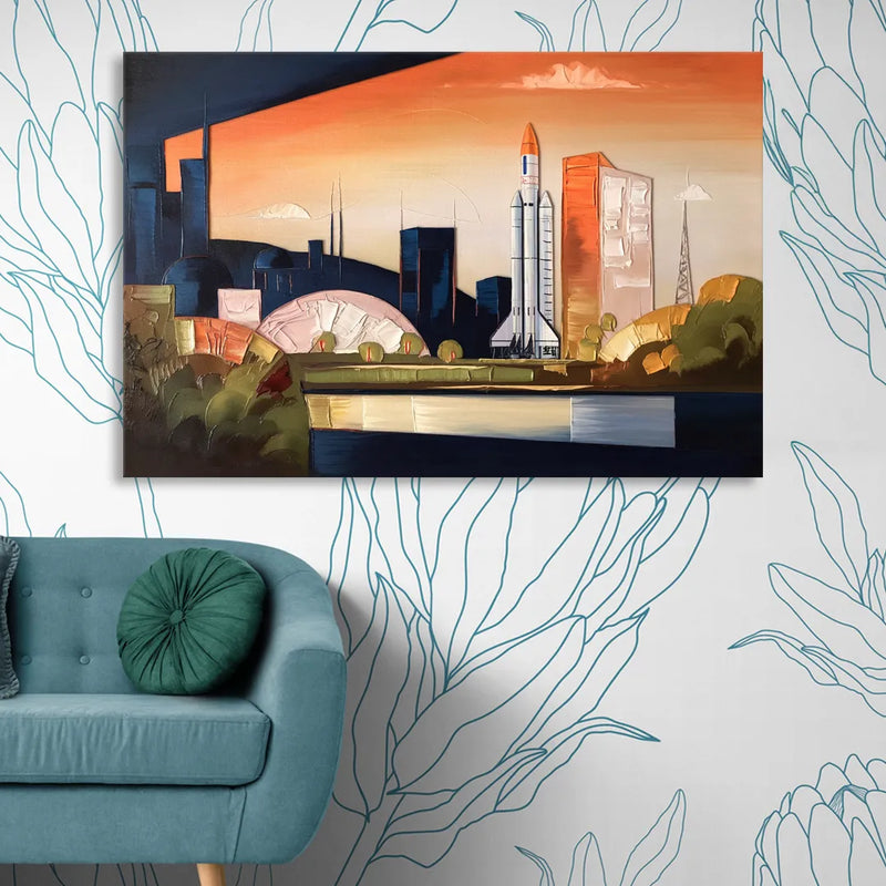 Huntsville Modern Cityscape Living Room - Canvas Wall Art