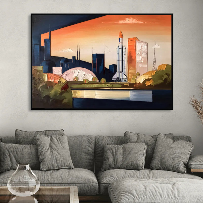 Huntsville Modern Cityscape Living Room - Black Canvas Wall Art