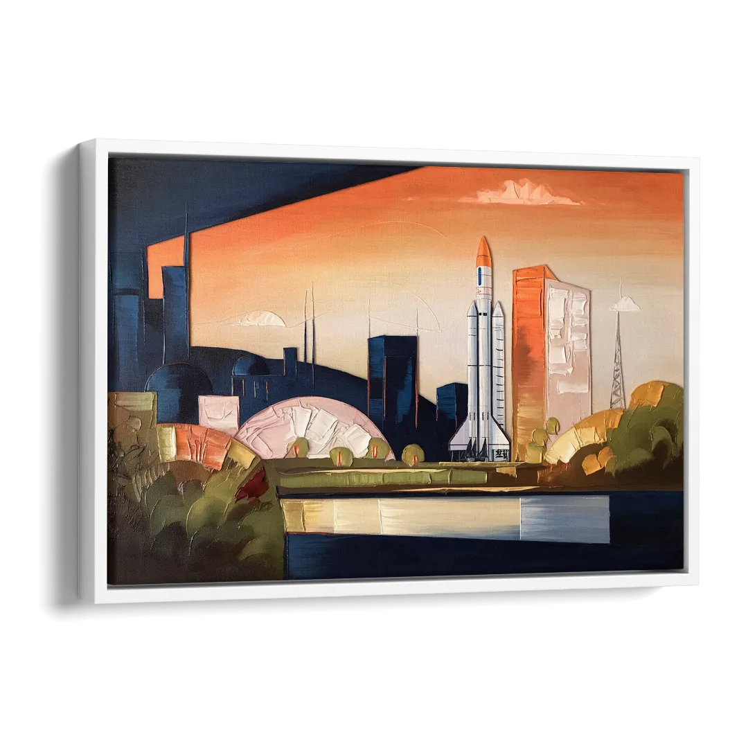 Huntsville Modern Cityscape Side - White Canvas Wall Art
