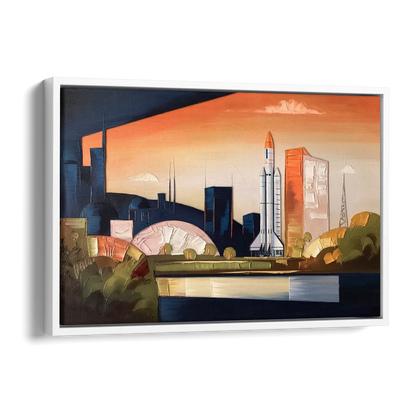 Huntsville Modern Cityscape Side - White Canvas Wall Art