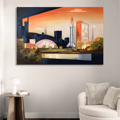 Huntsville Modern Cityscape Sitting Room - Canvas Wall Art