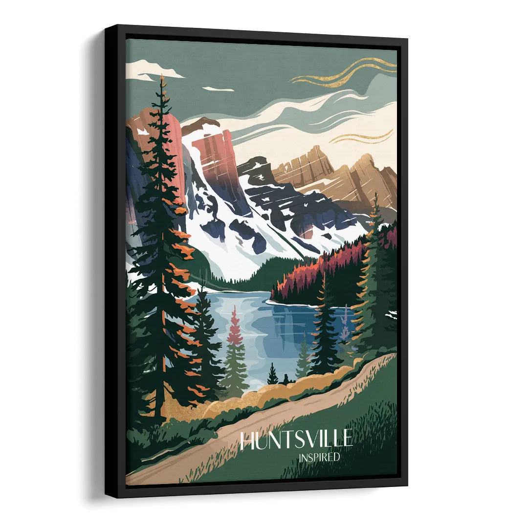 Huntsville Scenic Mountain View Side - Black Canvas Wall Art