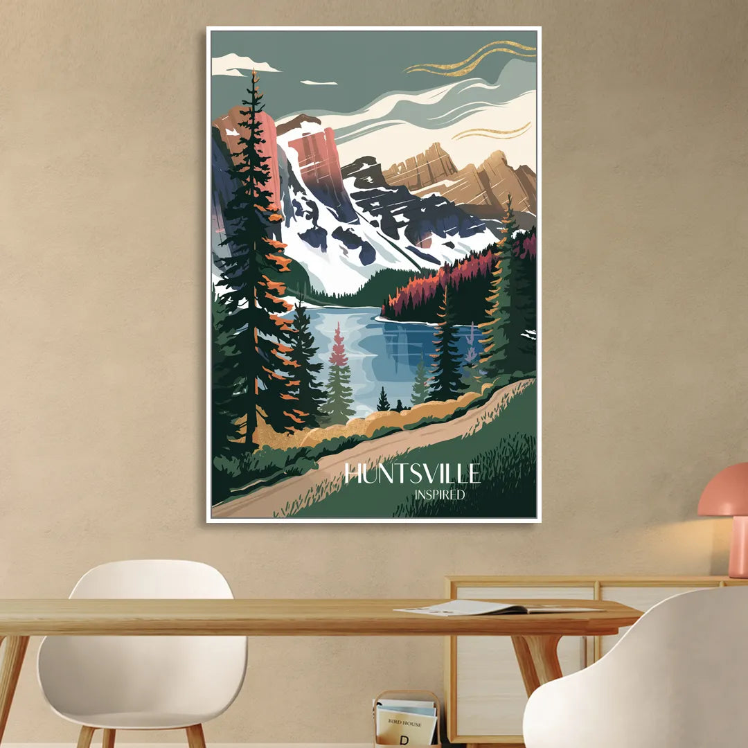 Huntsville Scenic Mountain View Sitting Room - White Canvas Wall Art