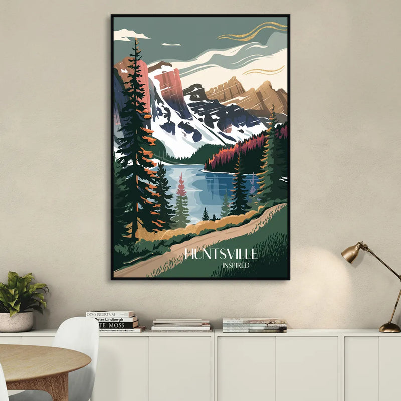 Huntsville Scenic Mountain View Living Room - Black Canvas Wall Art
